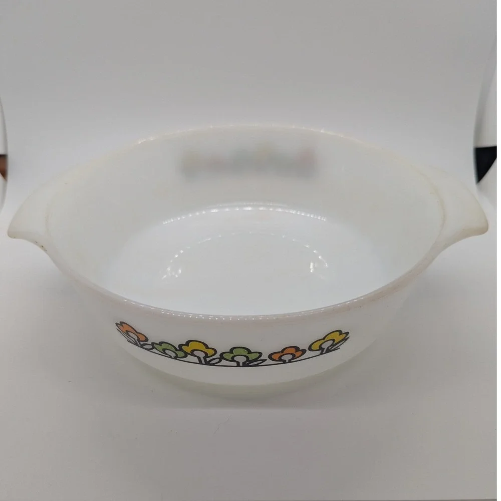 Vintage Fire-King Summerfield Milk Glass Casserole Dish 1.5 Q Anchor Hocking 437